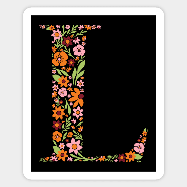 Retro Floral Letter L Sticker by zeljkica